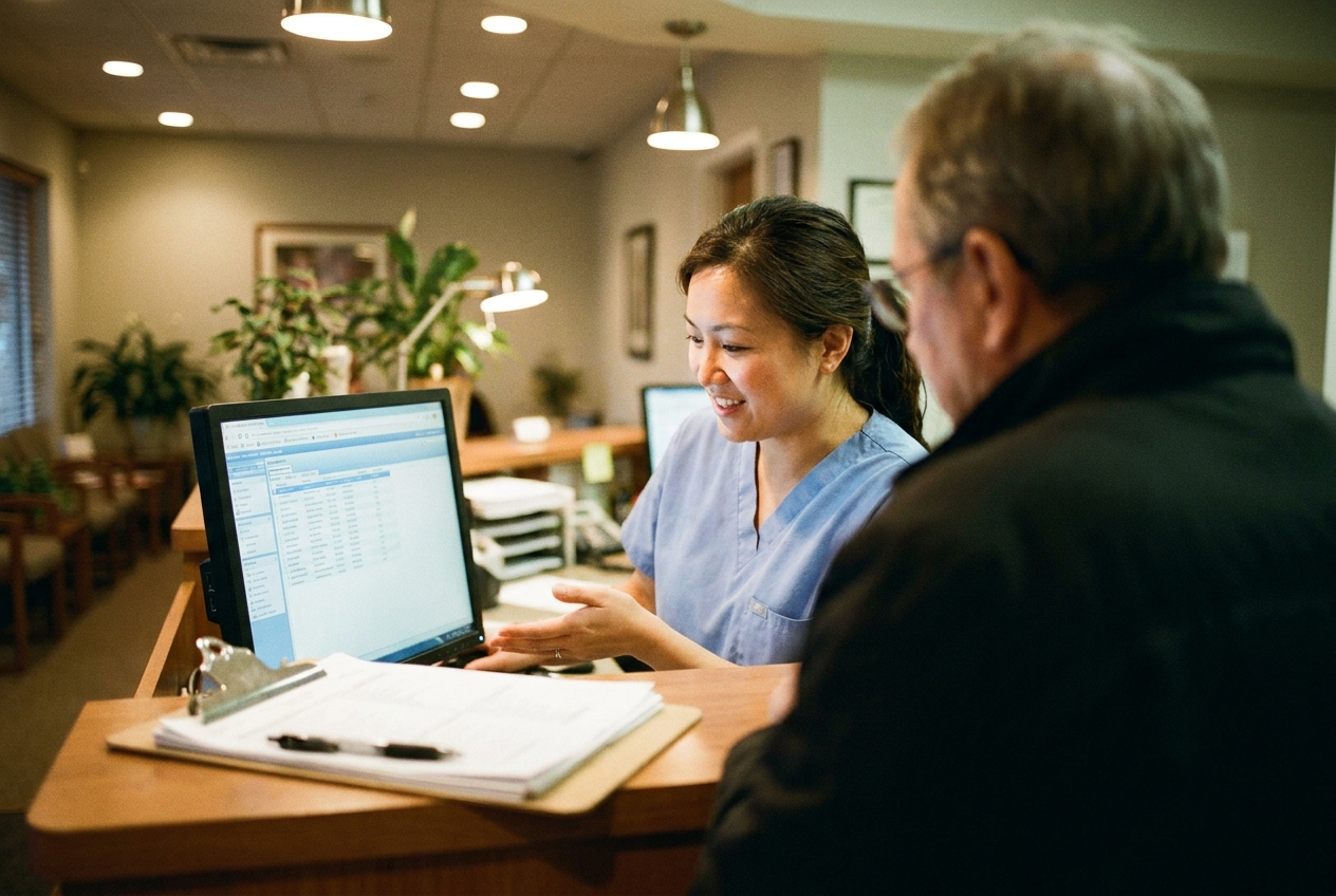 Coordinator verifying dental benefits